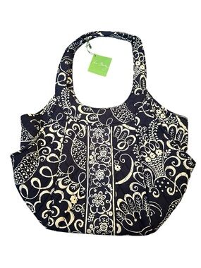 Vera Bradley Navy and Cream Floral Quilted Shoulder Tote
